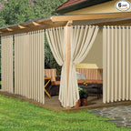 Extra Wide Outdoor Curtains for Patio Waterproof 6 Pcs 110x84 Inch Cream | by HolidayIdeas