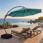 Outdoor Patio Umbrella with Base, 11 FT Deluxe Curvy Cantilever Umbrella Heavy by LAUSAINTHOME