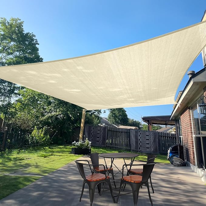 Sun Shade Sail 12'x14' Butter Cream Rectangle Custom Size | 95% UV Block by SUNLAX