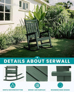 SERWALL Outdoor Rocking Chair Set of 4, HDPE Rocker - Image 4
