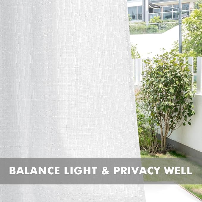 Linen Outdoor Curtains for Patio Waterproof 4 Pcs 110x84 In White | Light - Image 5
