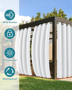 Windproof Outdoor Curtains for Patio Waterproof 4 Pcs 54x120 In White | Grommet - Image 3