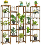 Plant Stand Indoor Outdoor, 17 Tiered Plant Shelf Wood Plant Rack | Tall Plant by Uneedem