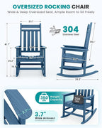 SERWALL Outdoor Rocking Chair Set of 2, Oversized Rocker - Image 2