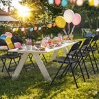 Bonnlo 2-Pack Black Plastic Folding Chairs, Portable Seat - Image 2