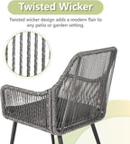 Patio Dining Chairs Outdoor Dining Chairs Set of 4, Woven Twisted Wicker Rattan - Image 4