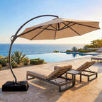 Outdoor Patio Umbrella with Base included, 12 FT Deluxe Curvy Cantilever by LAUSAINTHOME