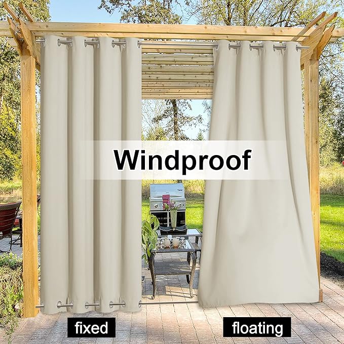 NICETOWN Waterproof Patio Outdoor Curtain and Drape Extra Wide, Thermal - Image 4