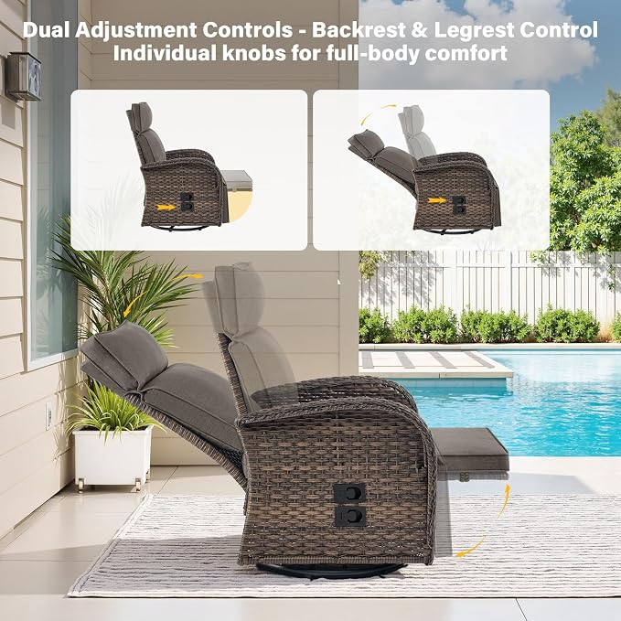 Swivel Outdoor Recliner Chair Set of 2 - Image 4
