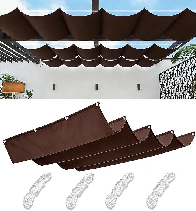 Sun Shade Sail Retractable Wave Waterproof 14' x 21' Shade Cloth Waterproof by WoaceSunShadeSail