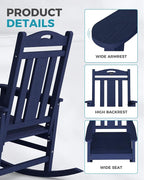 Oversized Outdoor Rocking Chairs Set of 3, 380lbs Heavy-Duty Large Patio Rocker - Image 5