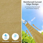 10' x 13' Rectangle Sun Shade Sail, 185 GSM HDPE, Sand | 95% UV block, - Image 3