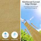 10' x 10' x 14' Triangle Sun Shade Sail, 185 GSM HDPE, Sand | 95% UV block - Image 3