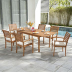 Stackable Patio Dining Chairs Set of 8, Acacia Wood, Stackable Design - Image 6