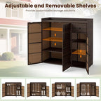 Tangkula Rattan Outdoor Storage Cabinet, Patiojoy Outdoor Cabinet - Image 5