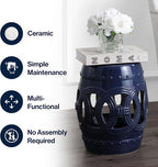 JONATHAN Y Lucky Coins 16" Ceramic Garden Stool Side Table, Drum Shape - Image 6