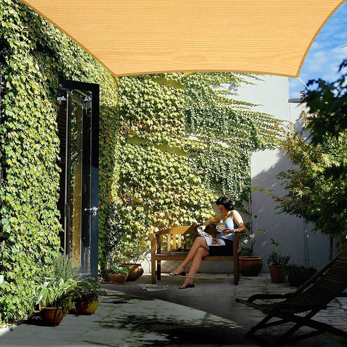 Eden's Decor Straight Flat-Edged Sun Shade Sail Rectangular 5' x 10' Wheat - Image 7