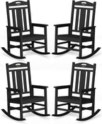Oversized Outdoor Rocking Chairs Set of 4, 380lbs Heavy-Duty Large Patio Rocker by CIOKEA