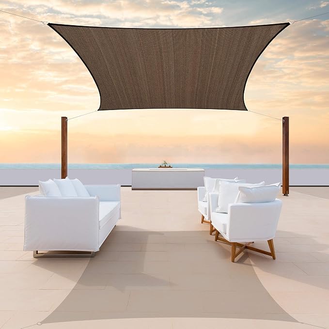 Colourtree CTAPR1220 Custom Size 14' x 22' Brown Sun Shade Sail Canopy UV Block by ColourTree