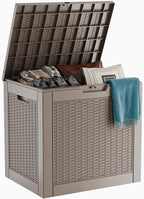 PatioZen 30 Gallon Resin Deck Box, Lockable Patio Outdoor Storage Box by OutdoorLivingPerfected