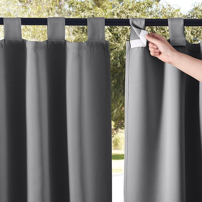 NICETOWN 2 Pieces Porch Curtainss Outdoor Waterproof 120" Extra Long, by NICETOWN