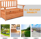 Outdoor Wood Storage Bench, Deck Box Loveseat, Natural | Waterproof Patio - Image 7