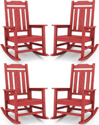 SERWALL HDPE Oversized Outdoor Rocking Chairs Set of 4, Patio Rocker, All by SERWALL