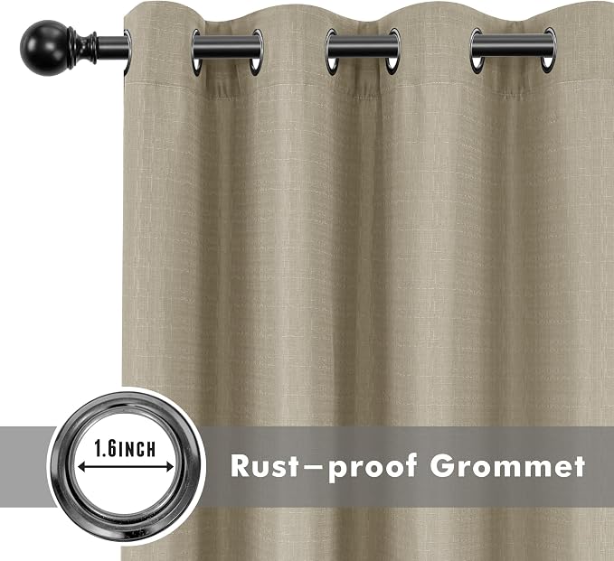 Linen Outdoor Curtains for Patio Waterproof 4 Pcs 110x108 In Taupe | Light - Image 4