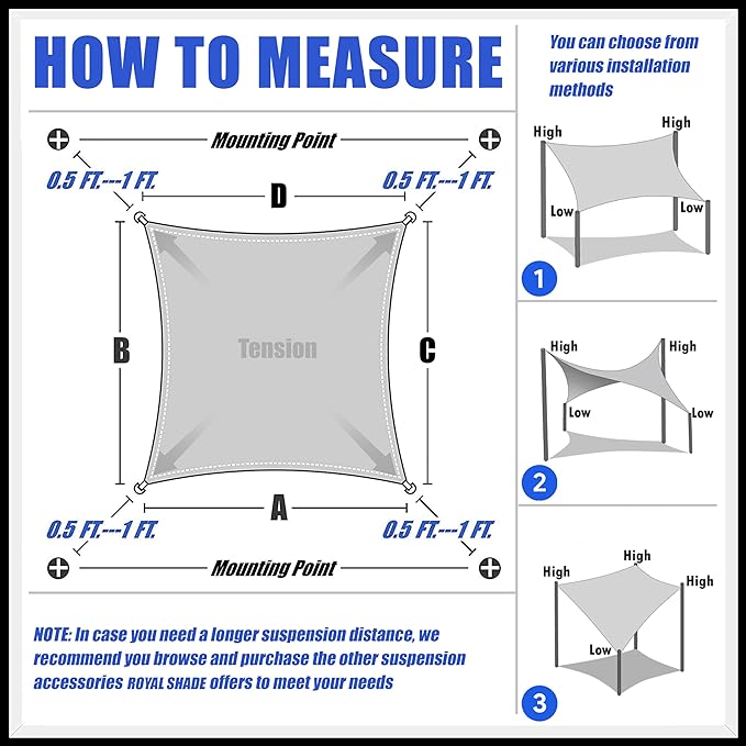 Royal Shade 12' x 16' Turquoise Rectangle Sun Shade Sail Canopy Outdoor Patio - Image 6