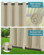 Windproof Outdoor Curtains for Patio Waterproof 6 Pcs 54x95 In Cream | Grommet - Image 2