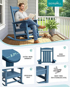 SERWALL Outdoor Rocking Chair Set of 2, Oversized Patio Rocking Chair, Porch - Image 5
