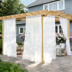 Outdoor Sheer Curtains for Patio Waterproof, 4 Panels Rod Pocket Indoor/Outdoor by Awnmeow