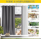 NICETOWN 2 Panels Thermal Outdoor Curtains Windproof W52xL72 Grey | Weighted - Image 7