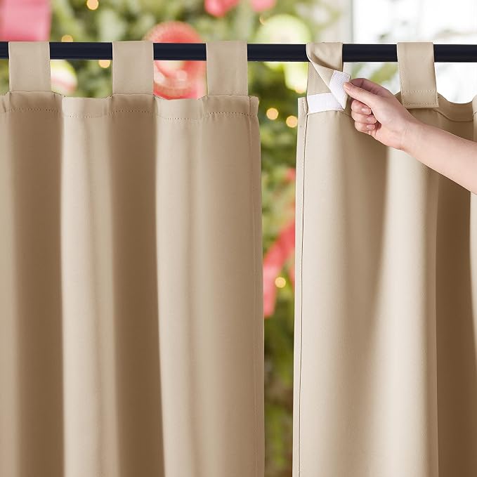 NICETOWN 2 Panels Patio Outdoor Curtainss 95 inch Long Waterproof by NICETOWN