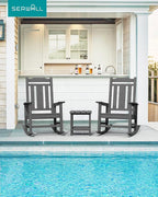 SERWALL HDPE Oversized Outdoor Rocking Chair, Patio Rocking Chair, All Weather - Image 2
