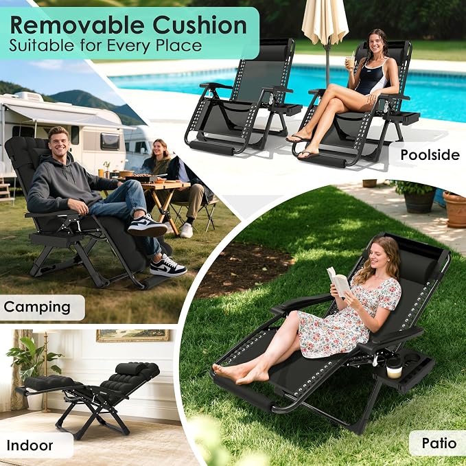 Suteck Oversized Zero Gravity Chair, 500LBS 33" XXL Reclining Lounge Chairs | - Image 4