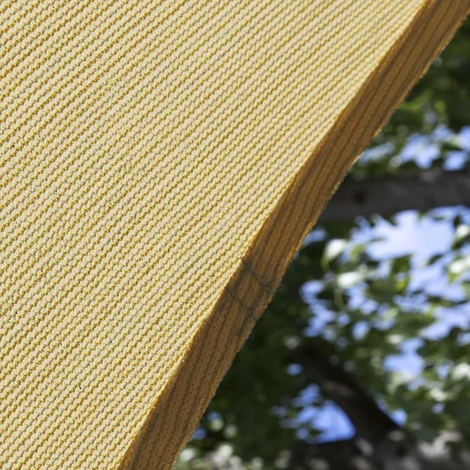 Amgo Custom Size 12' x 13' x 17.7' Sand Beige Right Triangle Sun Shade Sail - Image 9