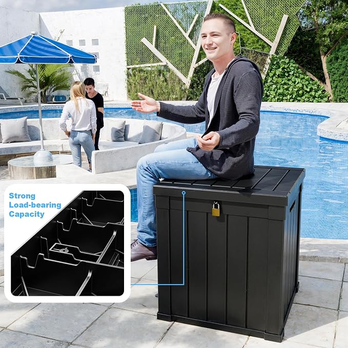 PatioZen 52 Gallon Deck Box Outdoor, Weatherproof Resin Patio Storage Box - Image 5