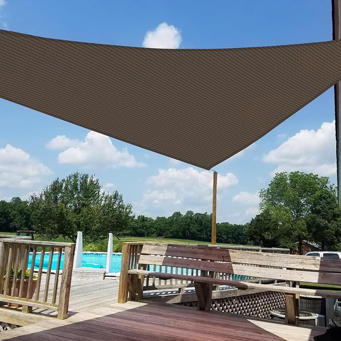 Windscreen4less 5' x 5' x 5' Sun Shade Sail Triangle Outdoor Canopy Cover UV - Image 6