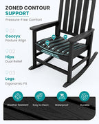 SERWALL Outdoor Rocking Chair Set of 2, Oversized Porch Rocker, Contoured 19.6" - Image 3