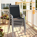 Patio Chairs Set of 6, Stackable Outdoor Dining Chairs | All Weather Dining Set - Image 9