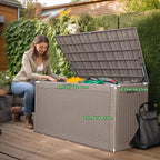 120 Gallon Waterproof Outdoor Storage Box, Resin Deck Box, Lockable Outside - Image 2