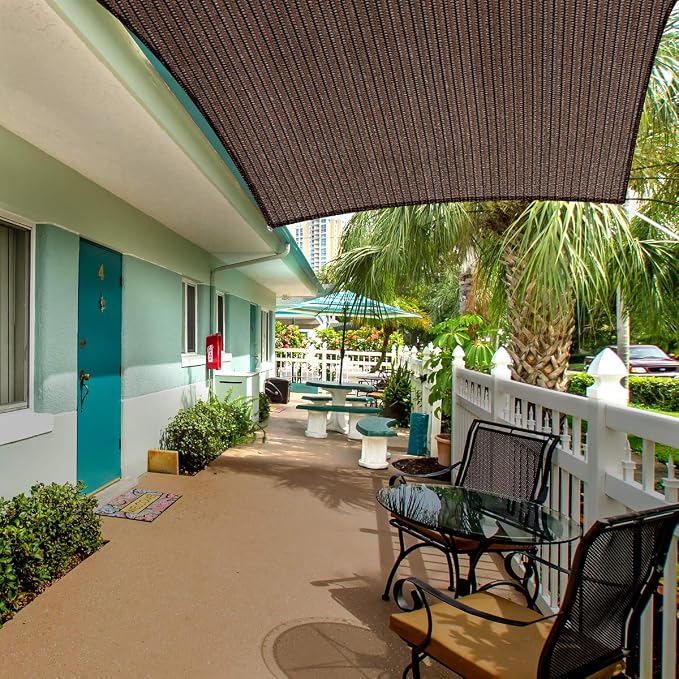 Eden's Decor Straight Flat-Edged Sun Shade Sail Rectangular 9' x 20' Brown - Image 5