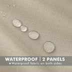 Linen Outdoor Curtains for Patio Waterproof 4 Pcs 110x95 In Cream | Light - Image 2