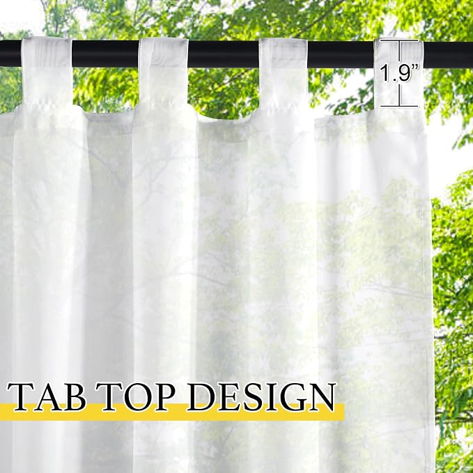 NICETOWN 2 Panels Sheer Outdoor Patio Curtains Waterproof, Tab Top Lightweight - Image 2