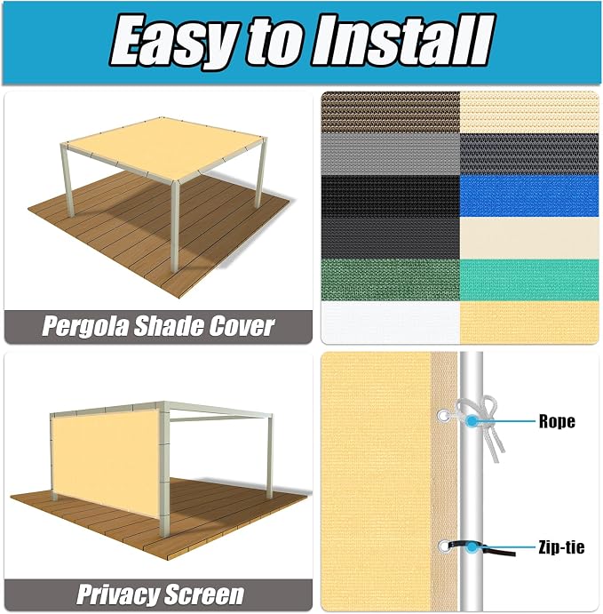 Amagenix 90% Shade Fabric 13'X 21' Sand Sun Shade Cloth - Image 3