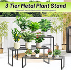 Metal Plant Stand Indoor Outdoor, 3 Tier Potted Multiple Flower Pot Holder Rack - Image 5