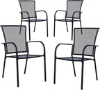 Patio Dining Chairs Set of 4, Metal Mesh Patio Furniture Set - Image 8