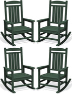 Oversized Outdoor Rocking Chairs Set of 4, HDPE Porch Rocker by KINGYES