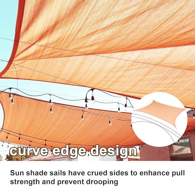 Sun Shade Sail 13'x15' Peach Fuzz Rectangle Custom Size | 95% UV Block - Image 2